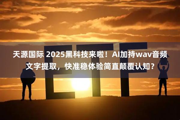天源国际 2025黑科技来啦！AI加持wav音频文字提取，快准稳体验简直颠覆认知？